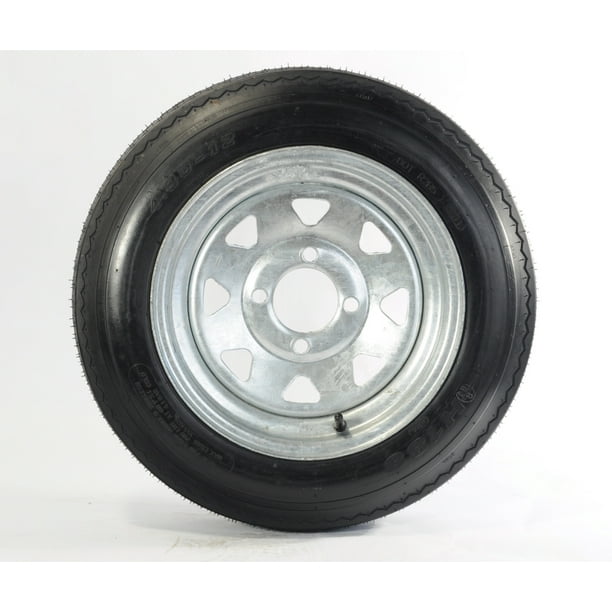 4.80-12 LRC Bias Trailer Tire Mounted on White Spoke 4 Lug Wheel